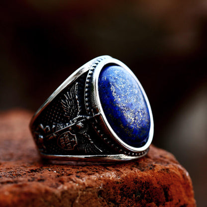 Lapis Lazuli Archangel Michael Sterling Silver Gemstone Ring
