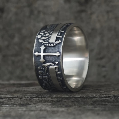 Last Supper Cross Sterling Silver Christian Ring