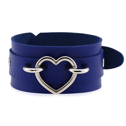 Leather Wristband Cuff Bracelets With Heart / Emo Bracelets for and