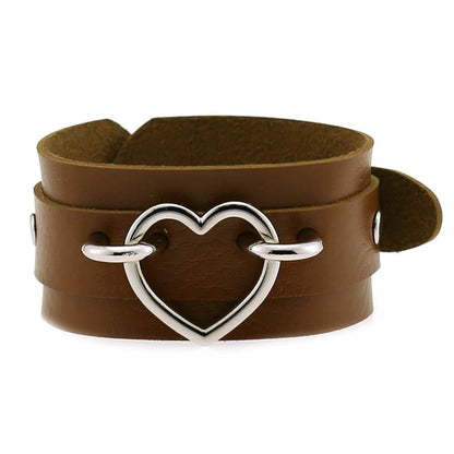 Leather Wristband Cuff Bracelets With Heart / Emo Bracelets for and