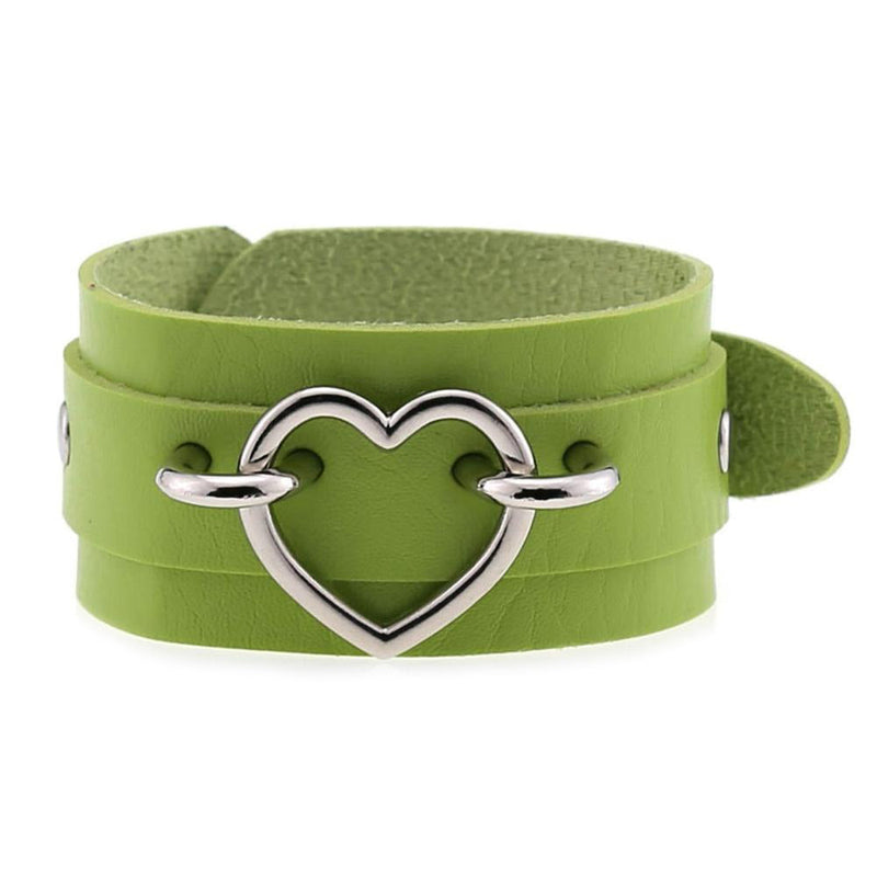 Leather Wristband Cuff Bracelets With Heart / Emo Bracelets for and