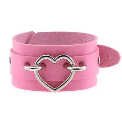 Leather Wristband Cuff Bracelets With Heart / Emo Bracelets for and