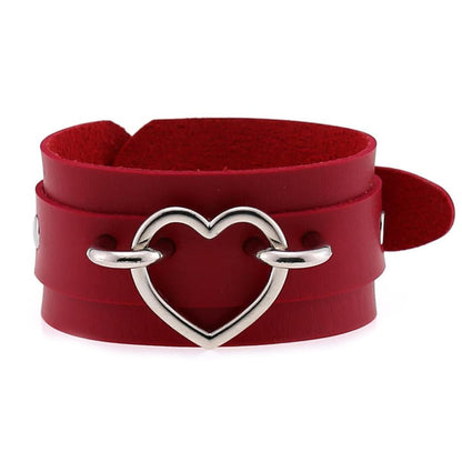 Leather Wristband Cuff Bracelets With Heart / Emo Bracelets for and