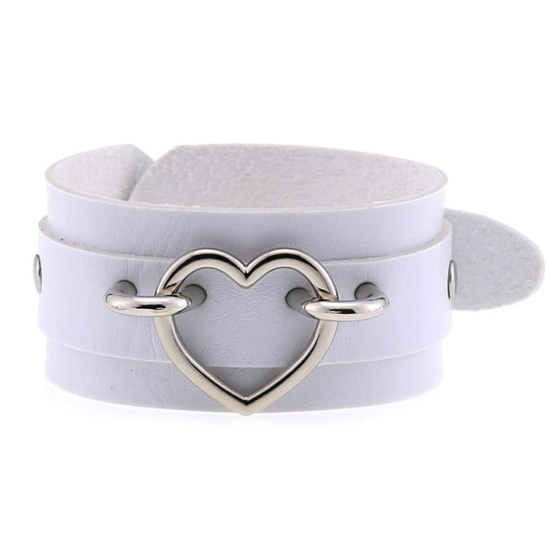 Leather Wristband Cuff Bracelets With Heart / Emo Bracelets for and
