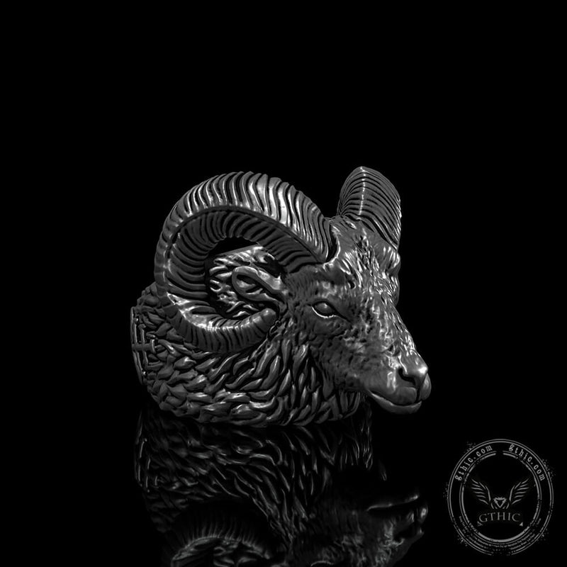 Leviathan Cross Goat Sterling Silver Ring