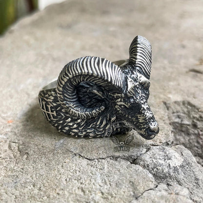 Leviathan Cross Goat Sterling Silver Ring