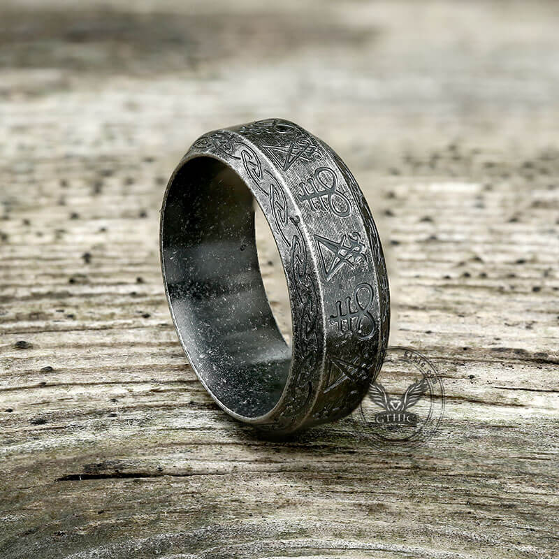 Leviathan Cross Lucifer Sigil Stainless Steel Ring