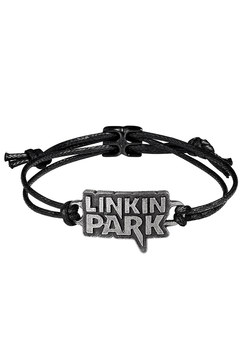 Linkin Park Pewter Logo Bracelet With Black Cord Strap