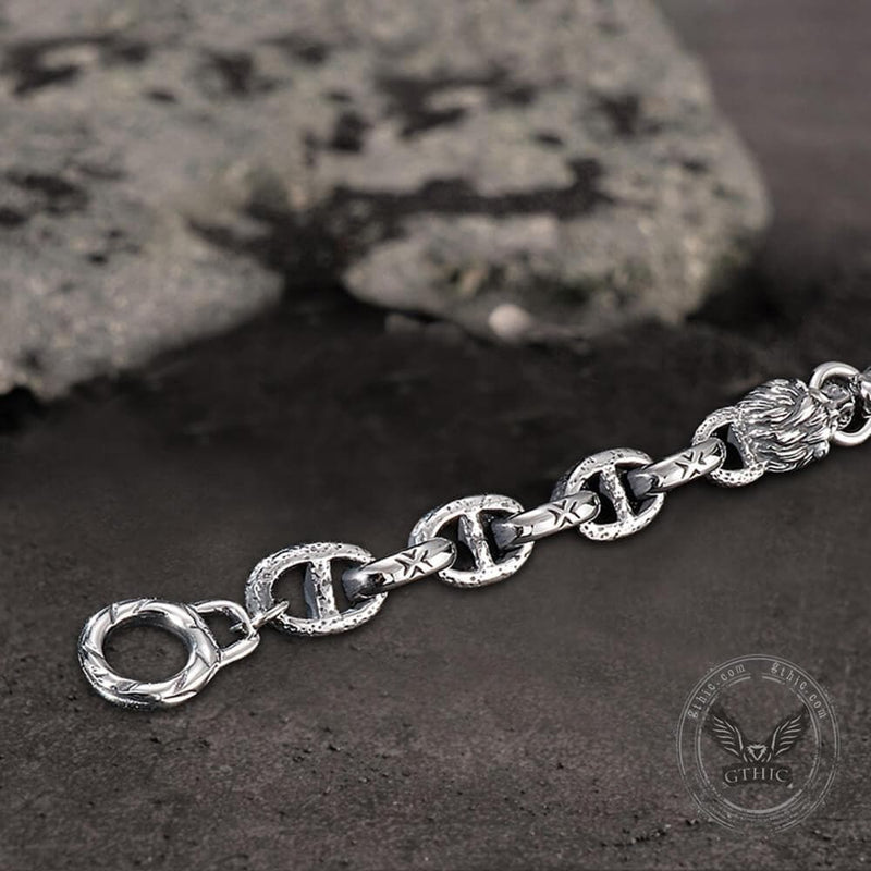 Lion Head Stainless Steel Skull Bracelet