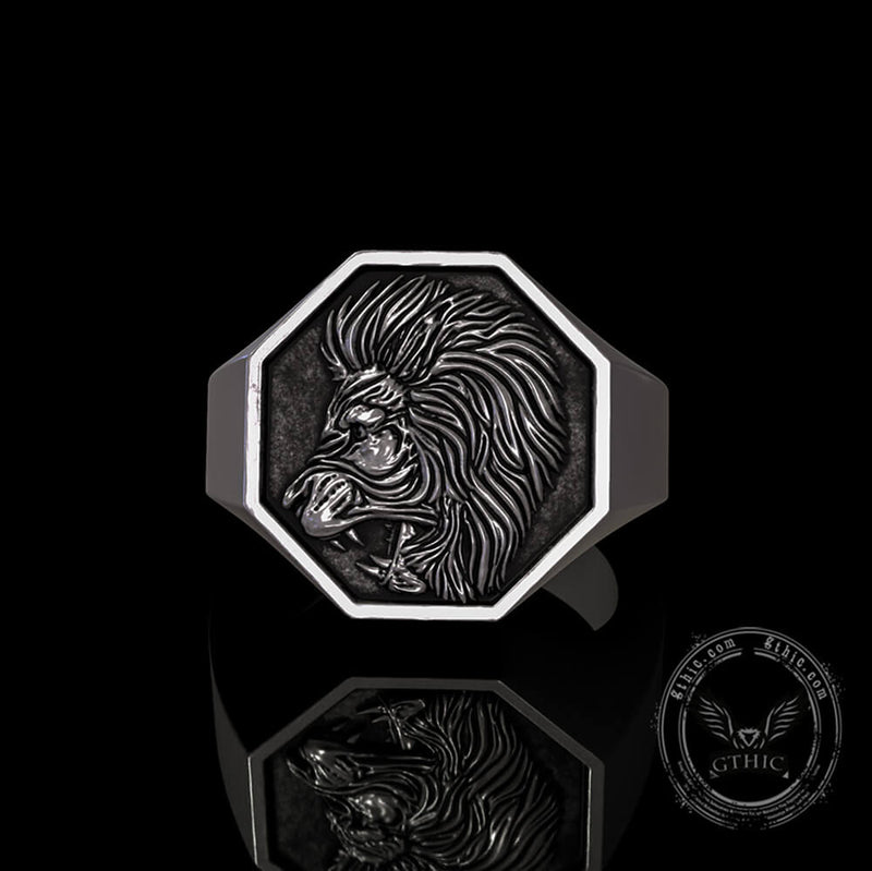 Lion Sterling Silver Signet Ring
