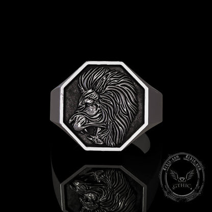Lion Sterling Silver Signet Ring