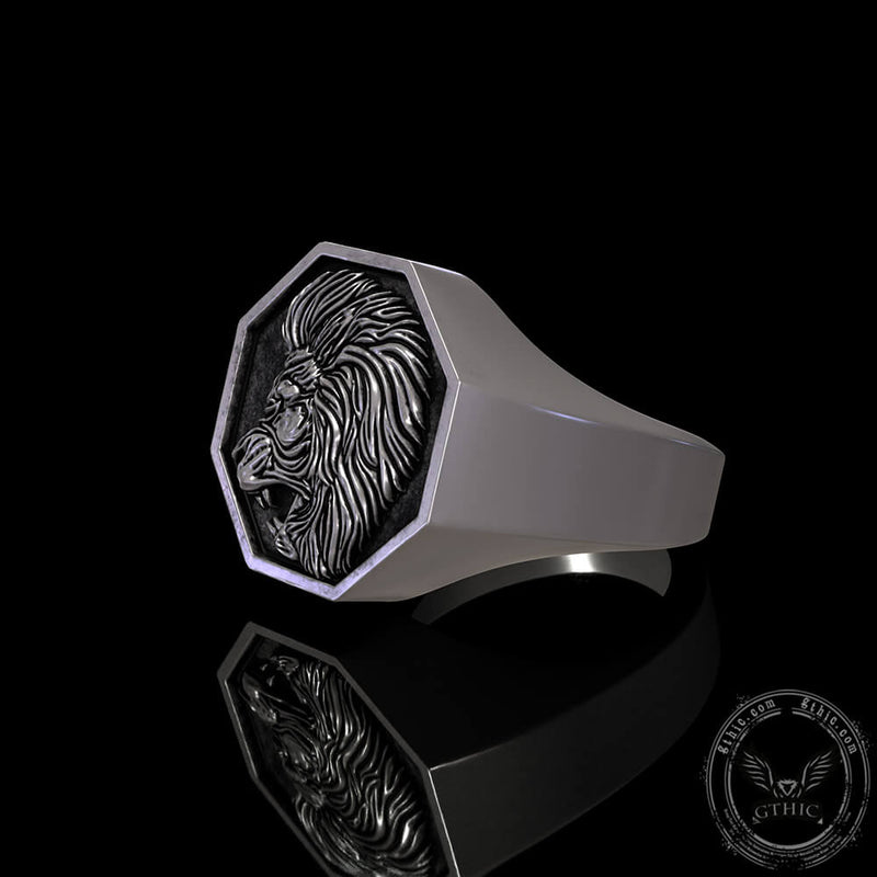 Lion Sterling Silver Signet Ring