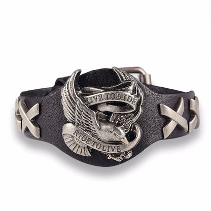 Live to Ride Genuine Leather Bracelet / Alternative Jewelry for Woman / Biker Style