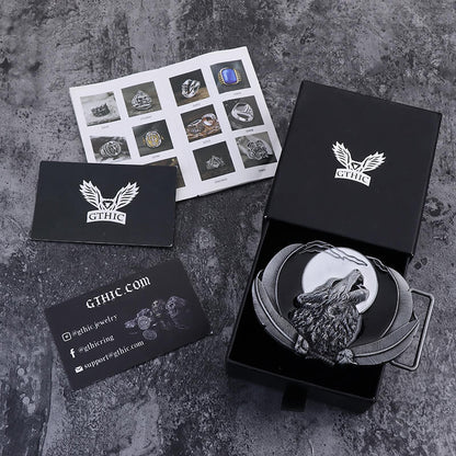 Lone Wolf Feather Zinc Alloy Belt Buckle