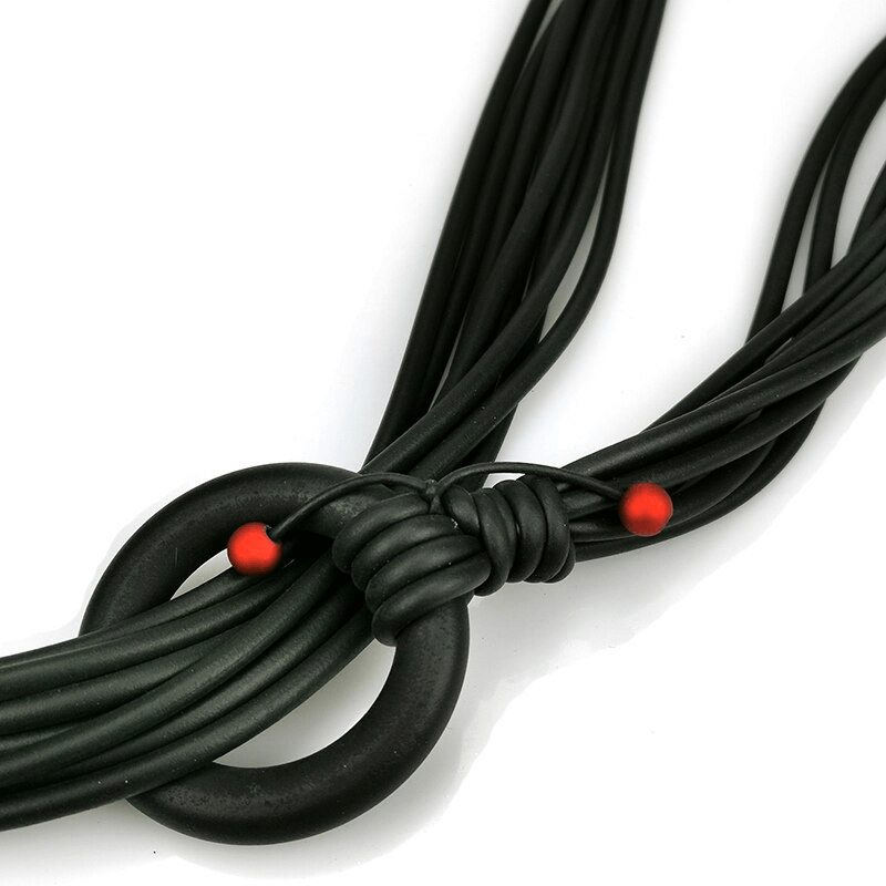Long Adjustable Necklace for With Red Beads / Gothic Handmade Rubber Accessories
