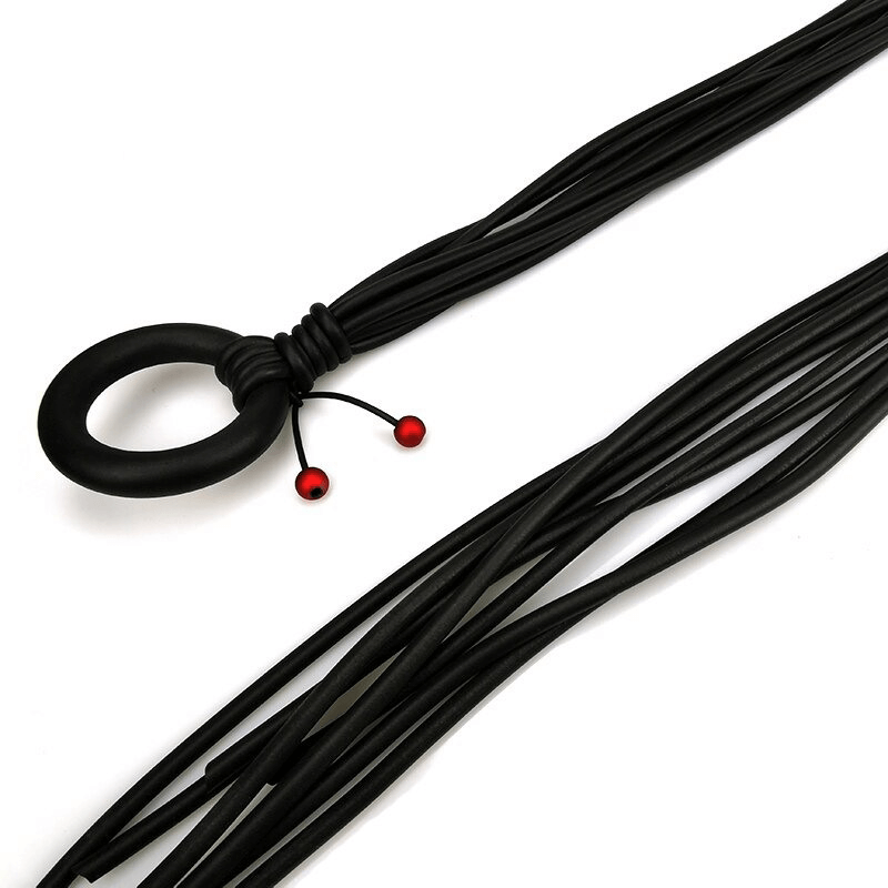 Long Adjustable Necklace for With Red Beads / Gothic Handmade Rubber Accessories