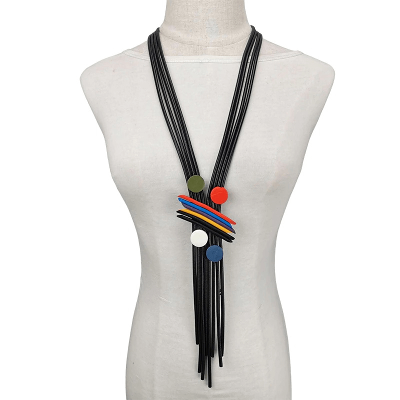 Long Tassel Necklace for / Handmade Rubber Pendant Necklace