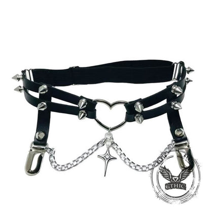Love Chain Leather Rivet Y2k Adjustable Thigh Ring