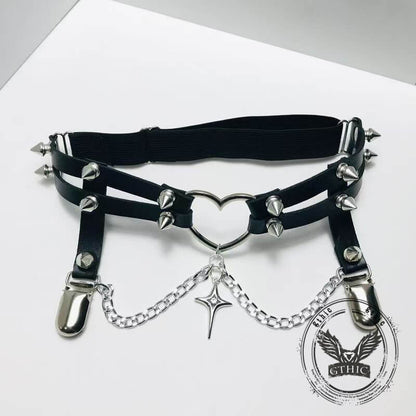 Love Chain Leather Rivet Y2k Adjustable Thigh Ring