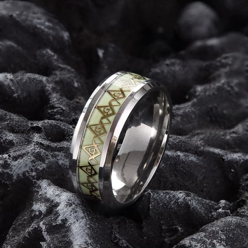 Luminous Ag Stainless Steel Masonic Ring