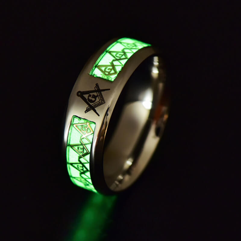 Luminous Ag Stainless Steel Masonic Ring