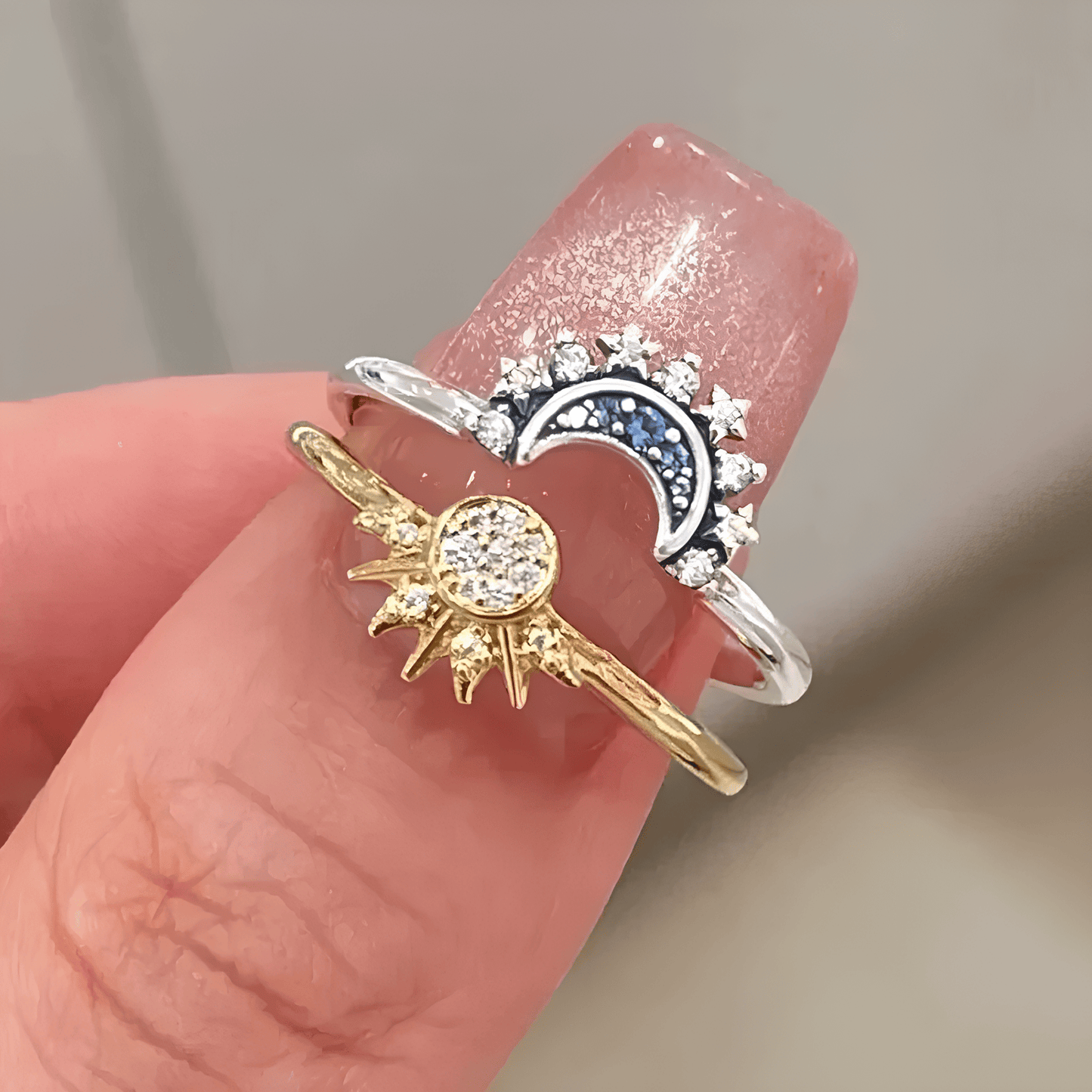 Celestial Harmony Sun & Moon Ring Set