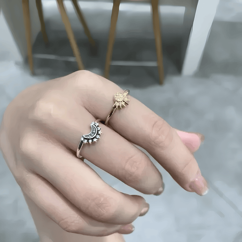 Celestial Harmony Sun & Moon Ring Set