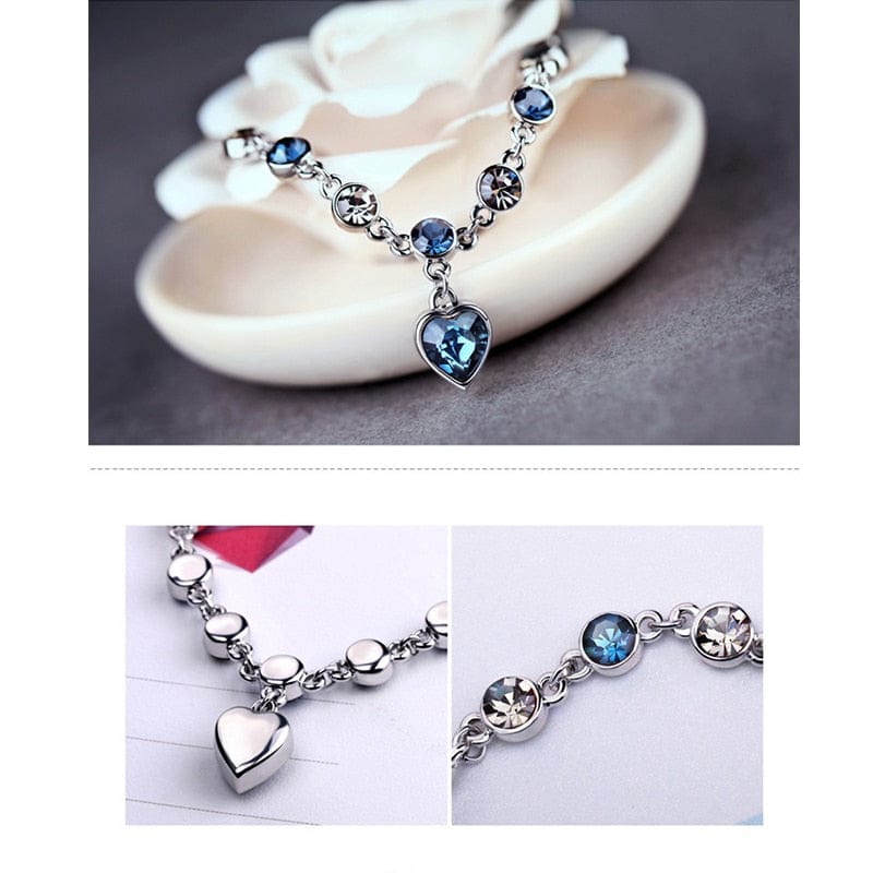 Mystic Blue Heart Charm Bracelet