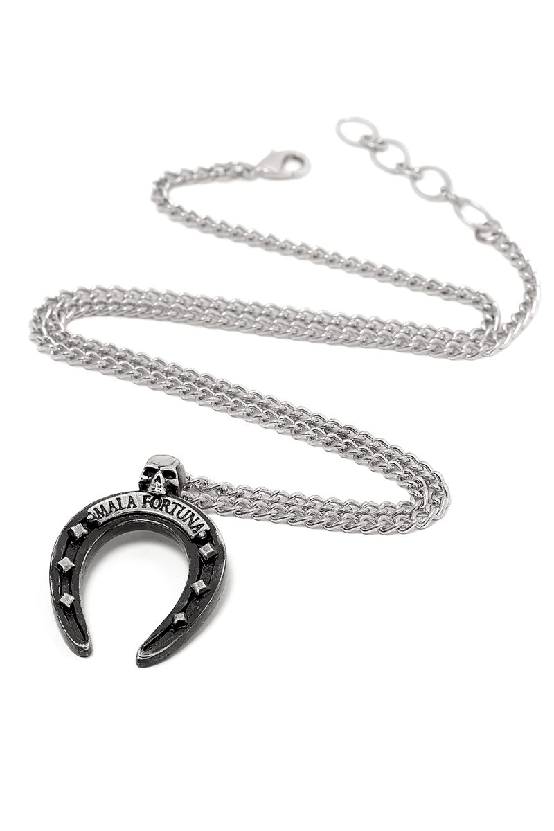 Mala Fortuna Upside-down Horseshoe Pendant With Skull
