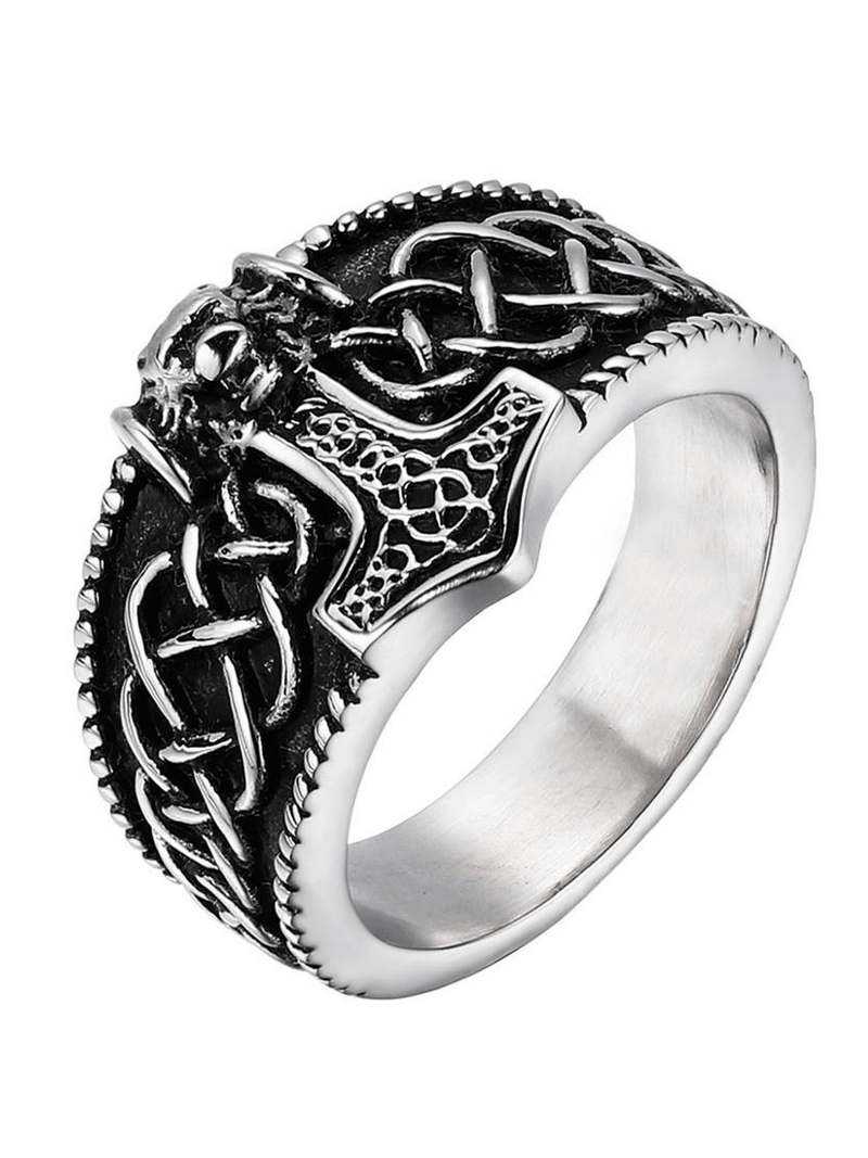 Male Thor's Hammer Celtic Ring / Stainless Steel Rings / Amulet Jewelry for