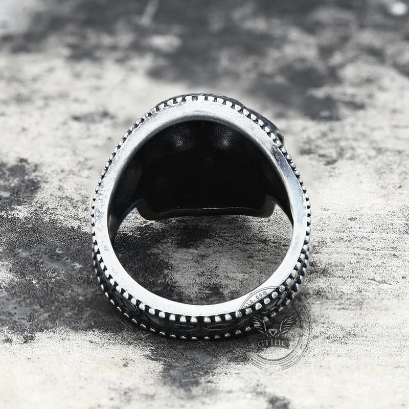 Mandala Flower Copper Sterling Silver Skull Ring