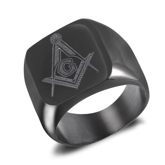 Masonic Ring for and / Stainless Steel Signet Ring in Punk Style