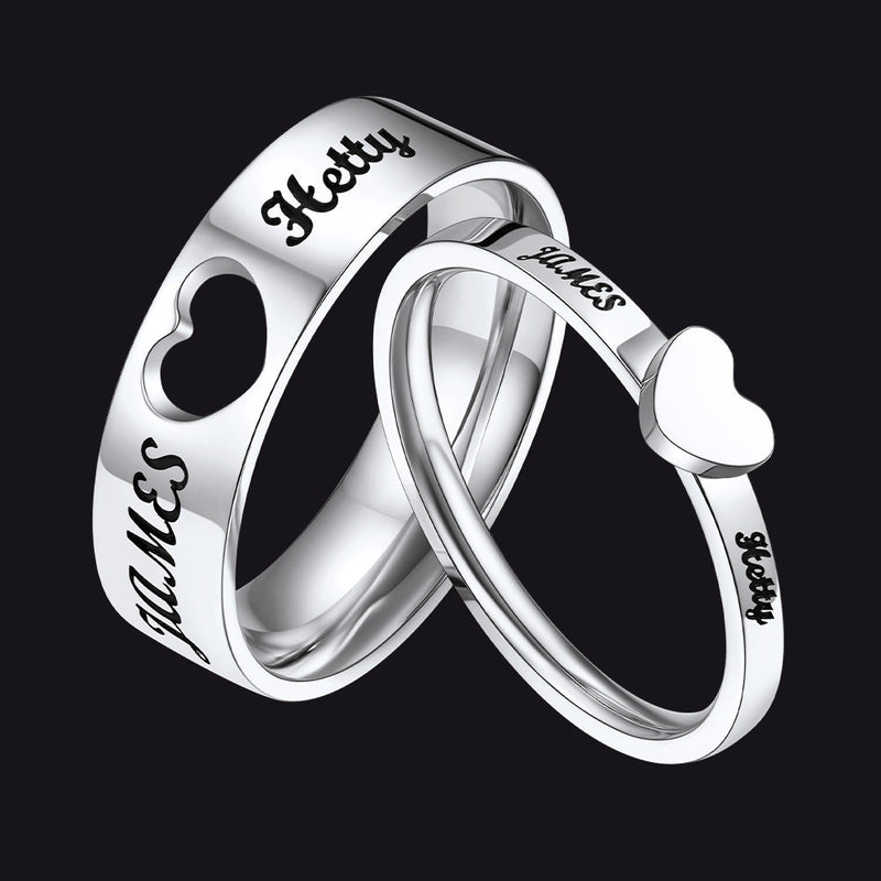 Personalized His and Hers Matching Promise Rings for Couple