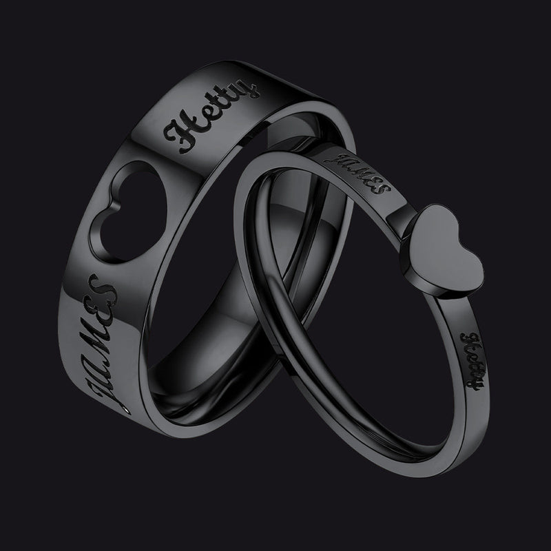 Personalized His and Hers Matching Promise Rings for Couple