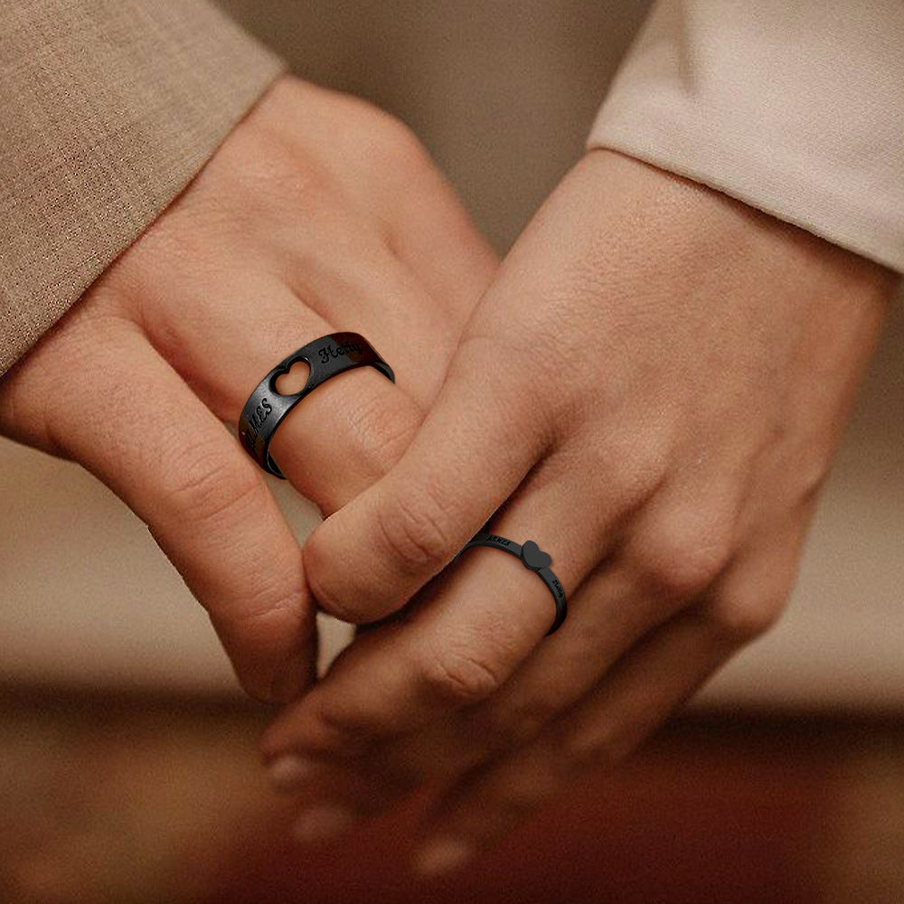 Personalized His and Hers Matching Promise Rings for Couple
