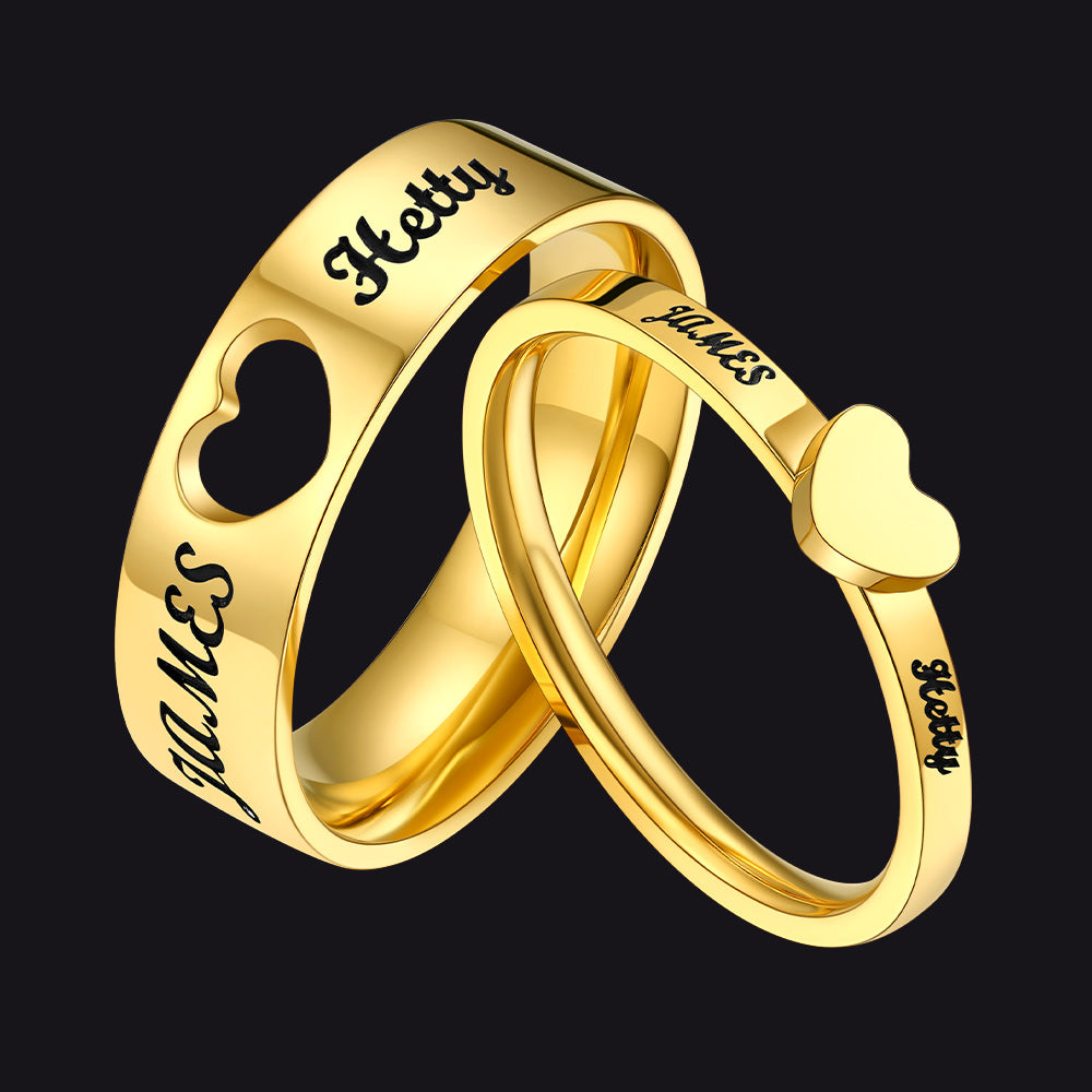 Personalized His and Hers Matching Promise Rings for Couple