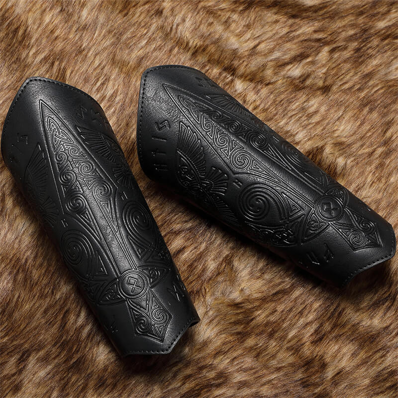 Medieval Retro Embossed Pu Leather Knight Bracers