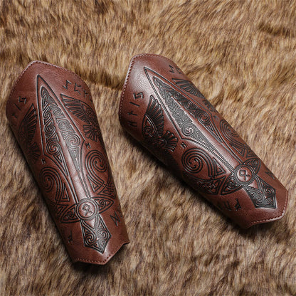 Medieval Retro Embossed Pu Leather Knight Bracers