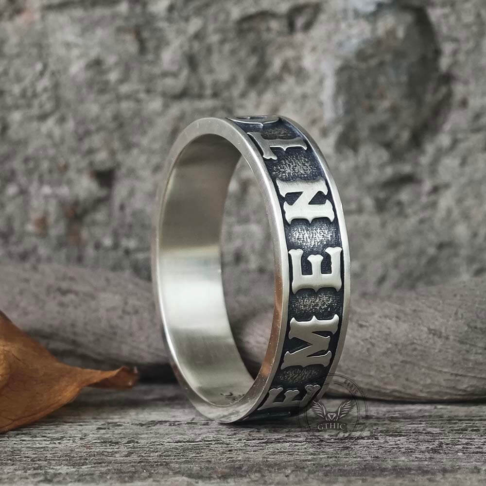 Memento Mori Letters Skull Sterling Silver Ring