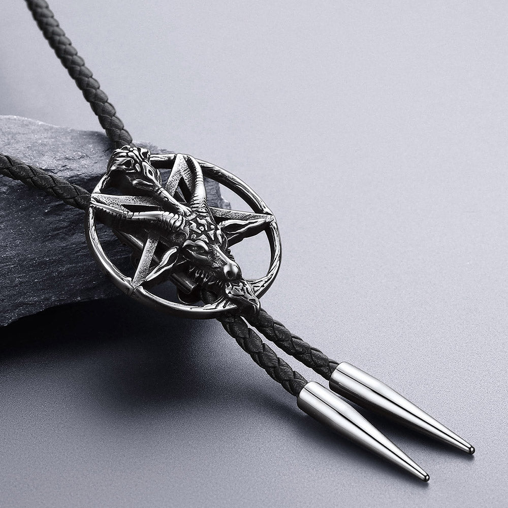 Baphomet Pentagram Goat Bolo Tie for