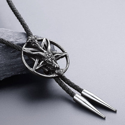 Baphomet Pentagram Goat Bolo Tie for