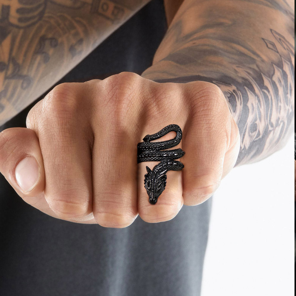 Punk Coiled Dragon Stainless Steel Ring for