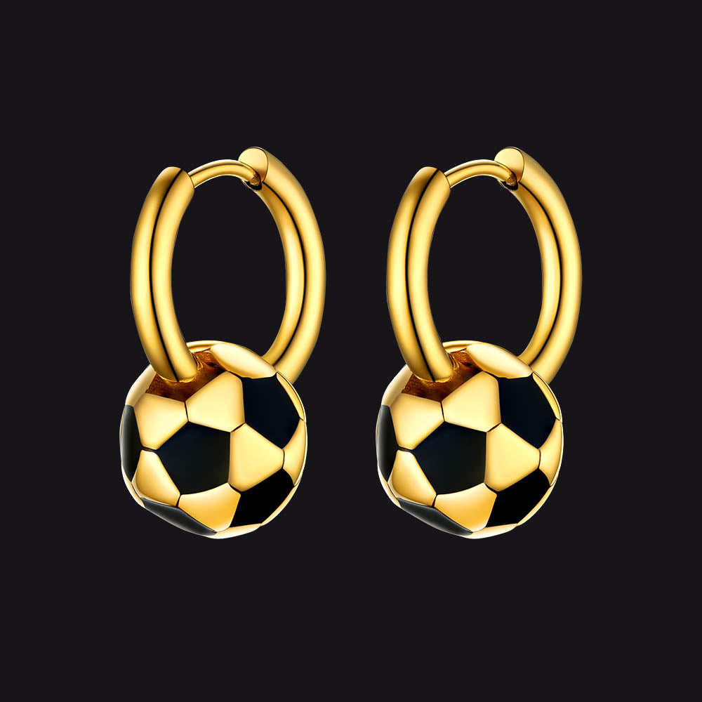 Sport 3d Soccer Hoop Earrings for