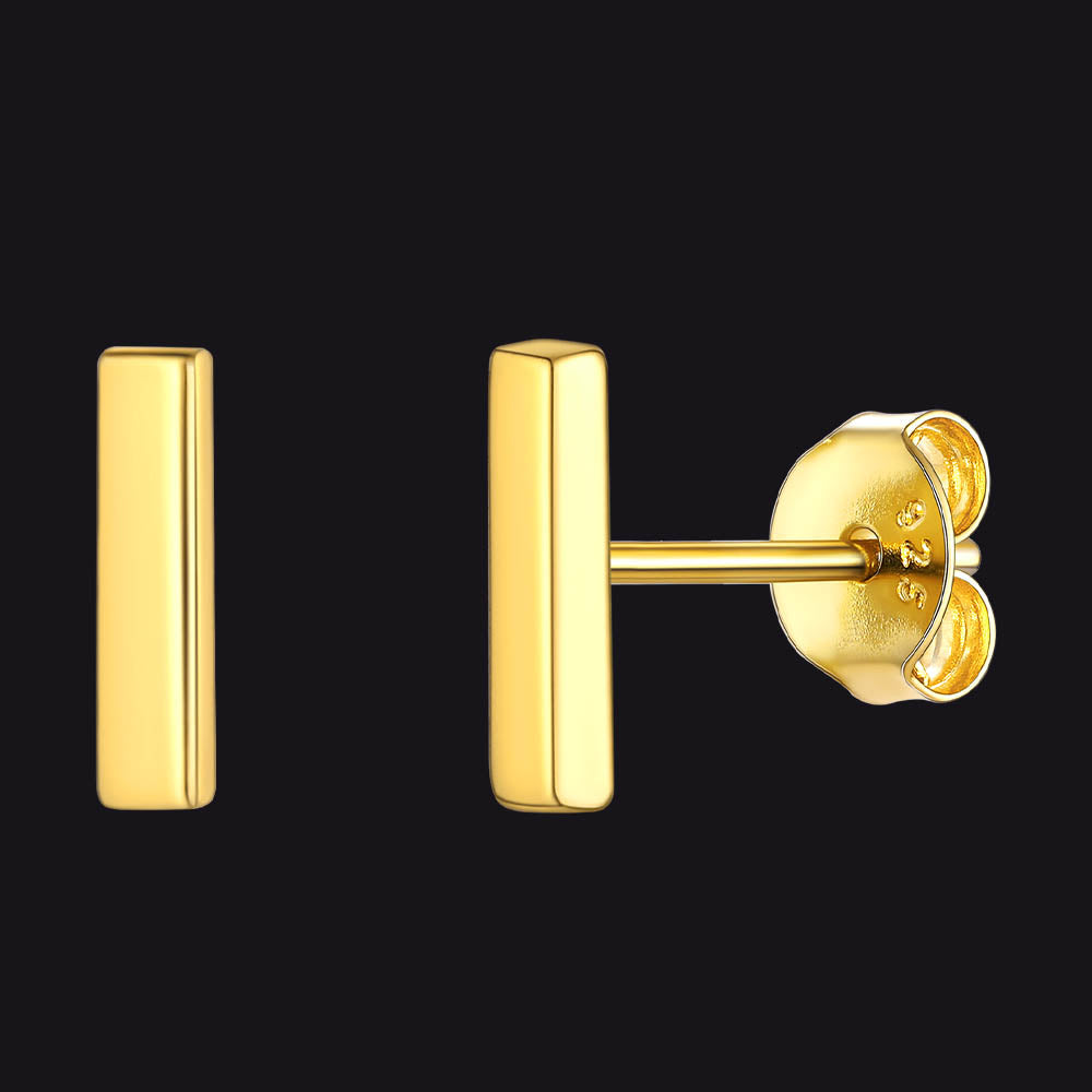 Sterling Silver Simple Bar Stud Earrings for