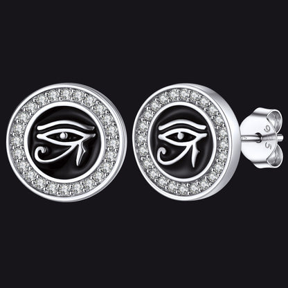 Sterling Silver Eye of Ra Stud Earrings for