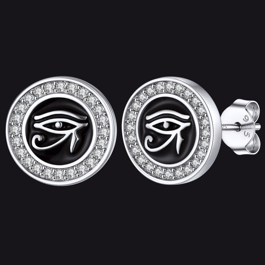 Sterling Silver Eye of Ra Stud Earrings for