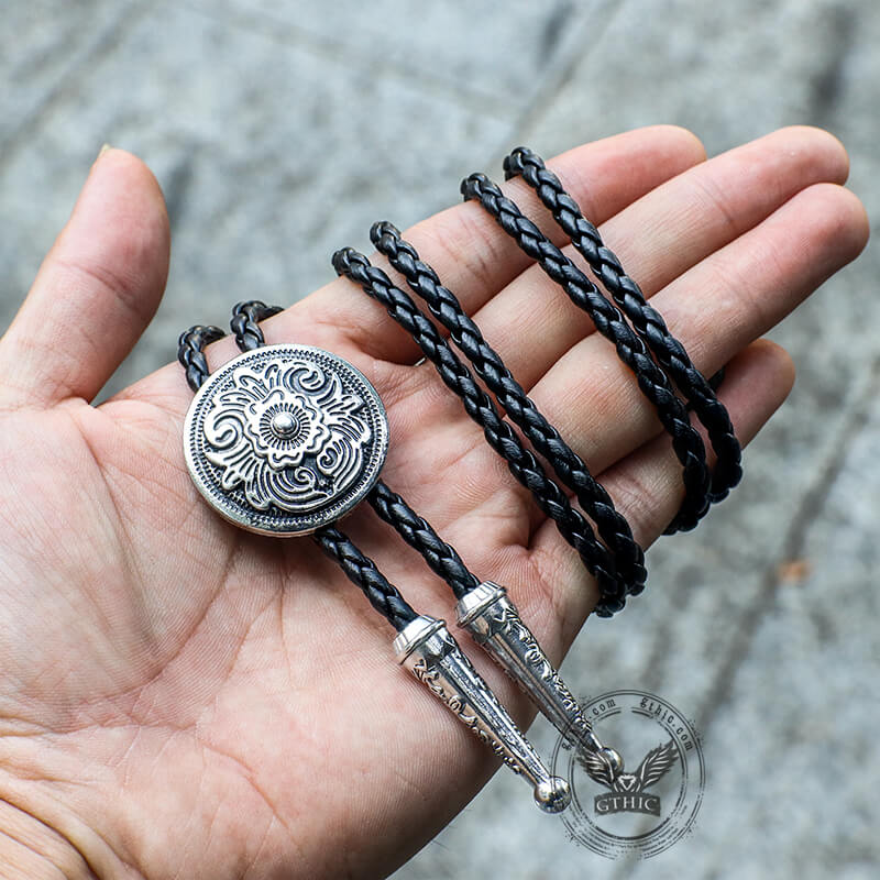 Round Embossed Bolo Tie