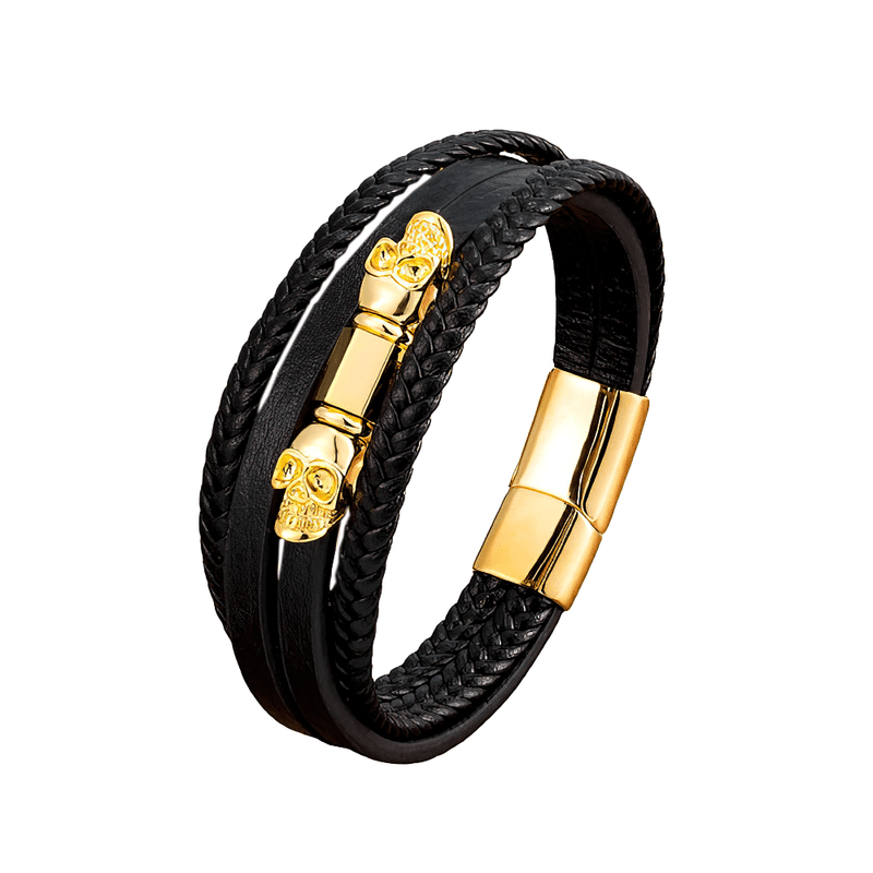 Multilayer Faux Leather Bracelets With Skeleton / Bracelet With Magnet Clasp