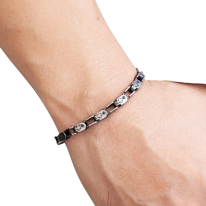 Punk Style Bracelet / Stainless Steel Jewelry / Dark Gray Bracelet