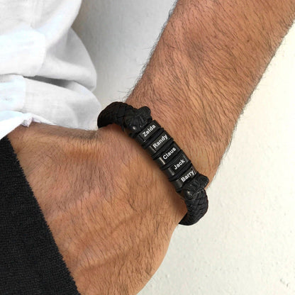 Personalized Name Beads Leather Bracelet With Skull for